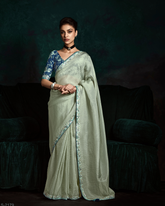 Grey Sequin Work Designer Saree