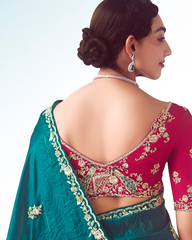 Blue Handwork Embroidery Designer Saree