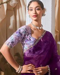Purple Georgette Designer Saree