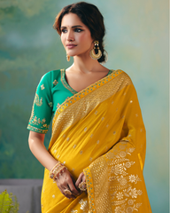 Yellow Premium Dola Viscose Silk Saree