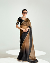 Designer Black Organza Tissue Saree