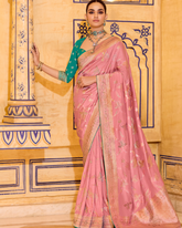 Pink Crepe Silk Party Wear Saree