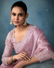Lilac Ho & Tissue Partywear Saree