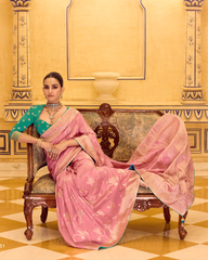 Pink Crepe Silk Party Wear Saree
