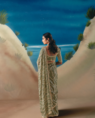 Green Satin Organza Designer Saree