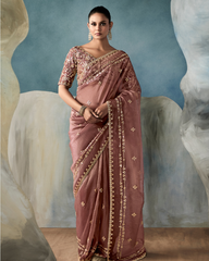 Pink Ho & Tissue Party Wear Saree