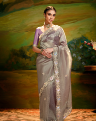 Grey Dola Silk Party Wear Saree