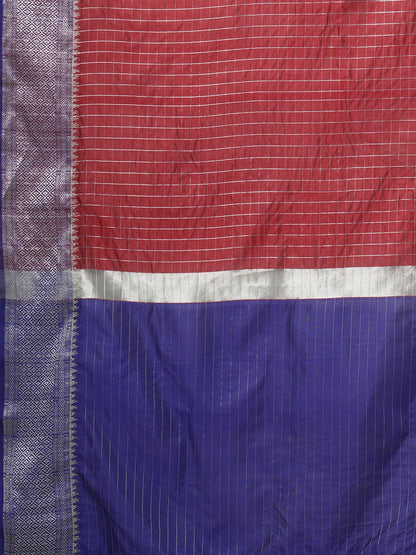 Rust Taant Aura Silk Woven Saree