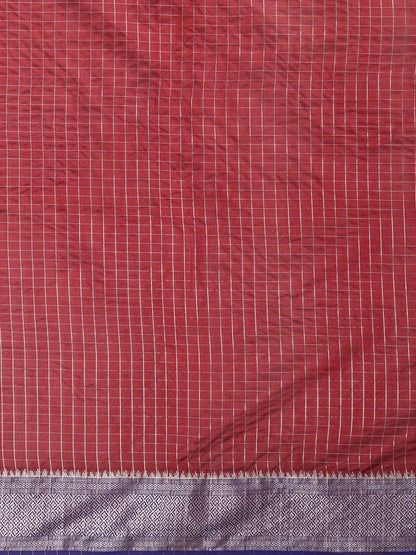 Rust Taant Aura Silk Woven Saree