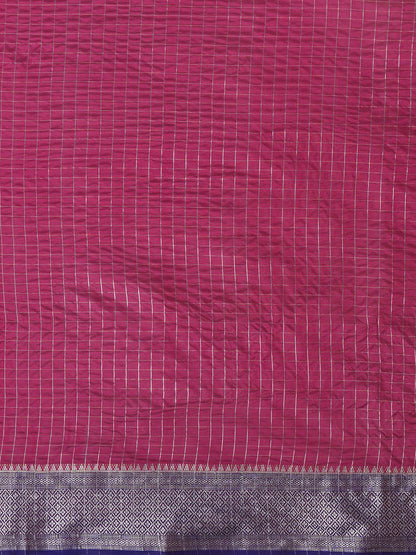 Pink Taant Aura Silk Woven Saree