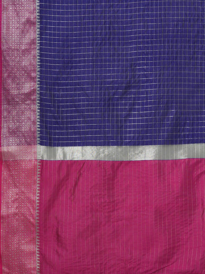 NavyBlue Taant Aura Silk Woven Saree