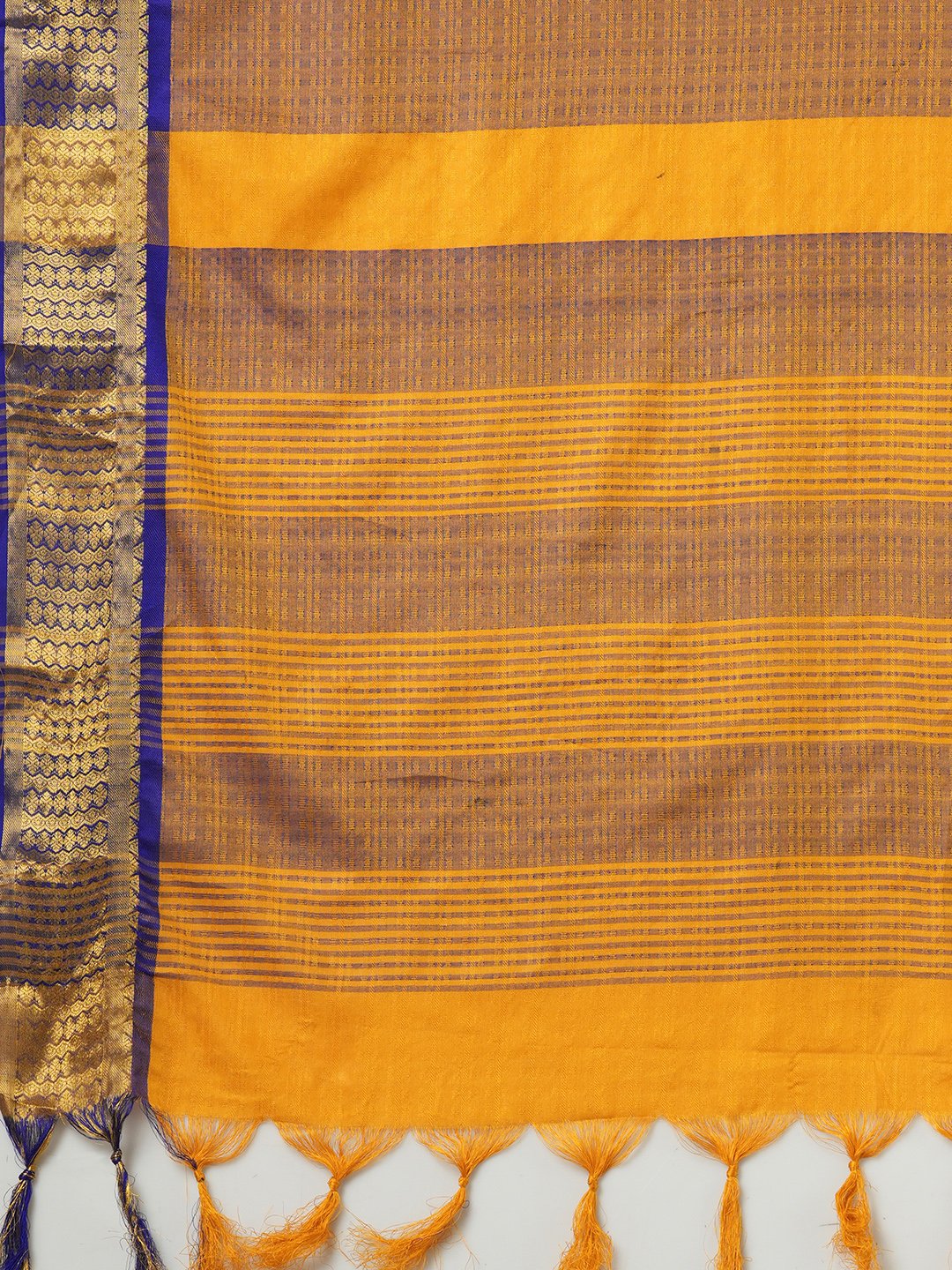 Mustard Taant Aura Silk Woven Saree