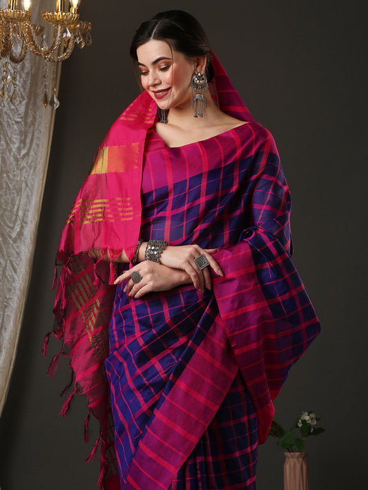 Blue NavyBlue Taant Aura Silk Woven Saree