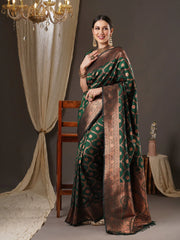 Hunter Green Kanjeevaram Silk Saree - The Dori Store
