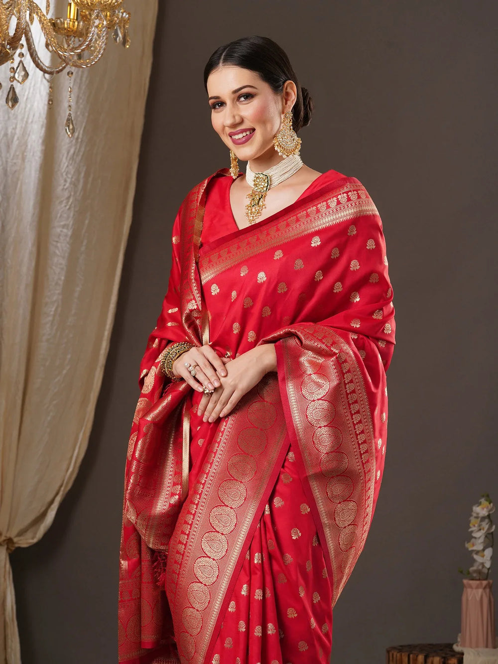 Exquisite Red Kanjeevaram Silk Saree - The Dori Store