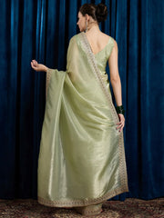 Light Party Wear Paper Silk Embroidered Saree