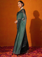Green Party Wear Chiffon Embellished Saree - The Dori Store