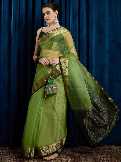 Light Party Wear Organza Woven Saree