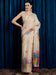 Cream Beige Party Wear Linen Blend Printed Saree