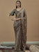 Grey Beige Block Print Pure Crepe Printed Saree