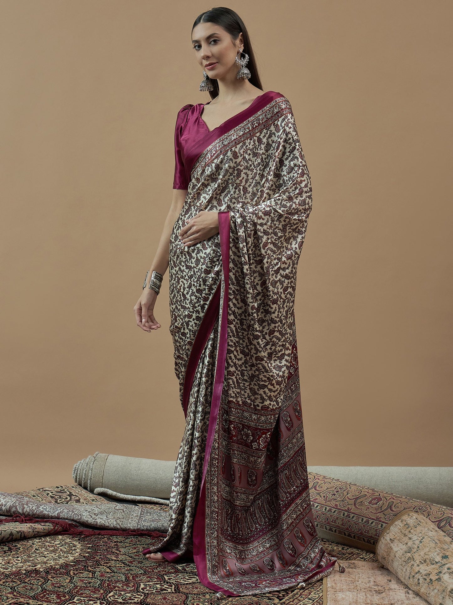 Off Block Print Pure Crepe Printed Saree