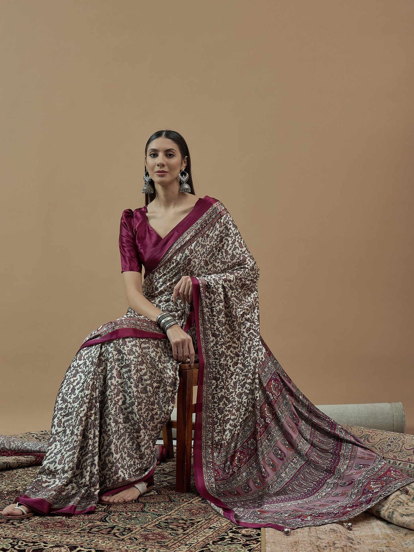 Off Block Print Pure Crepe Printed Saree