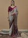 White Off Block Print Pure Crepe Printed Saree