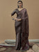Grey Charcoal Block Print Pure Crepe Printed Saree