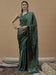 Green Teal Block Print Pure Crepe Printed Saree