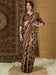 Brown Beige Bagru Silk Blend Printed Saree