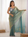Green Sea Party Wear Satin Silk Embroidered Saree