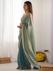 Sea Party Wear Satin Silk Embroidered Saree