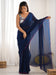 Blue Teal Party Wear Satin Silk Embroidered Saree