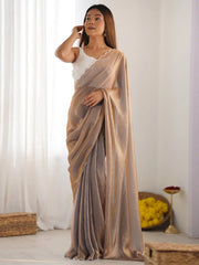 Bronze Party Wear Satin Silk Embroidered Saree