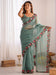 Green Sea Party Wear Paper Silk Embroidered Saree