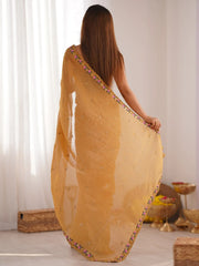 Mustard Party Wear Paper Silk Embroidered Saree