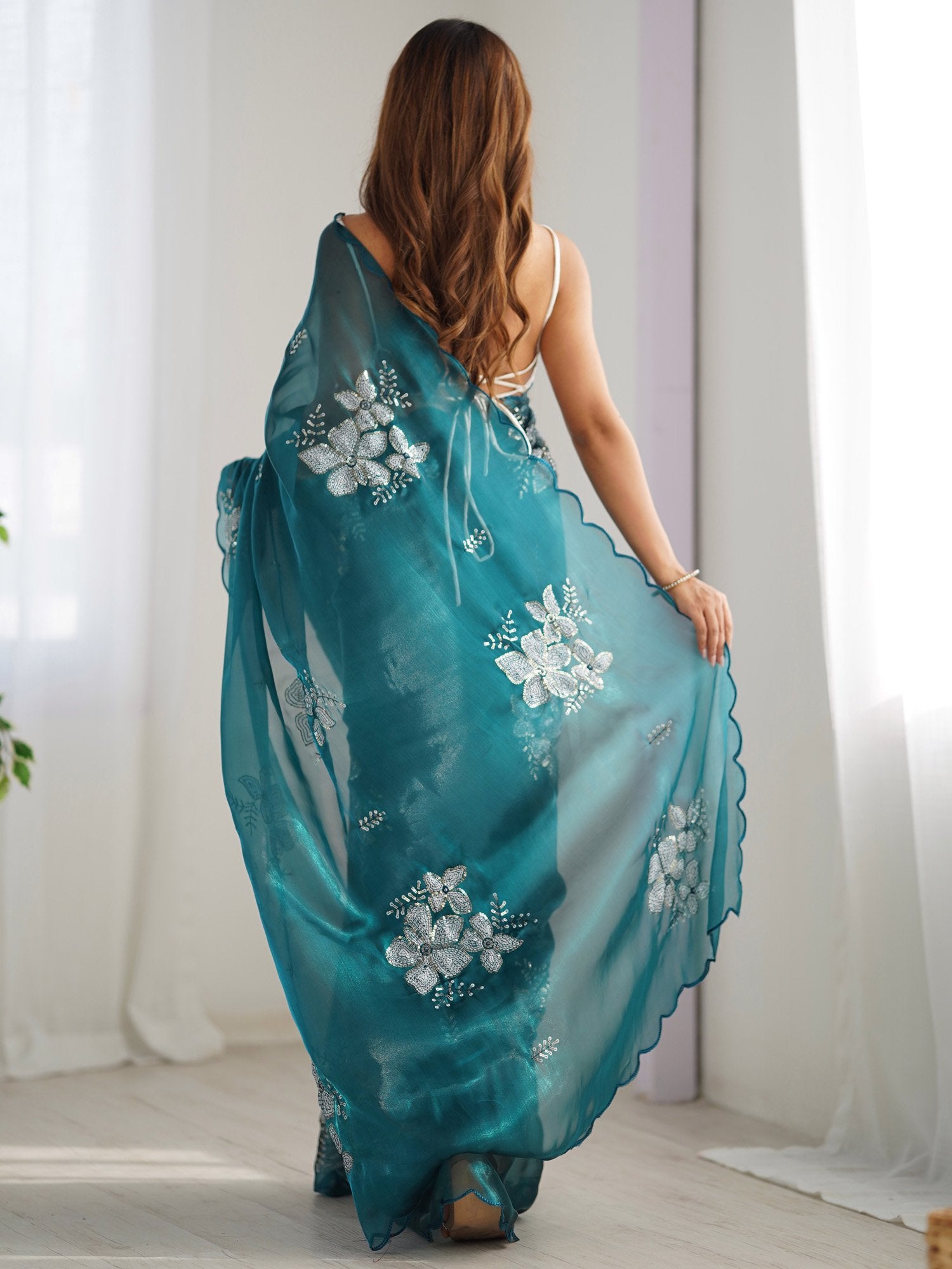 partywear designer saree for festive occasions