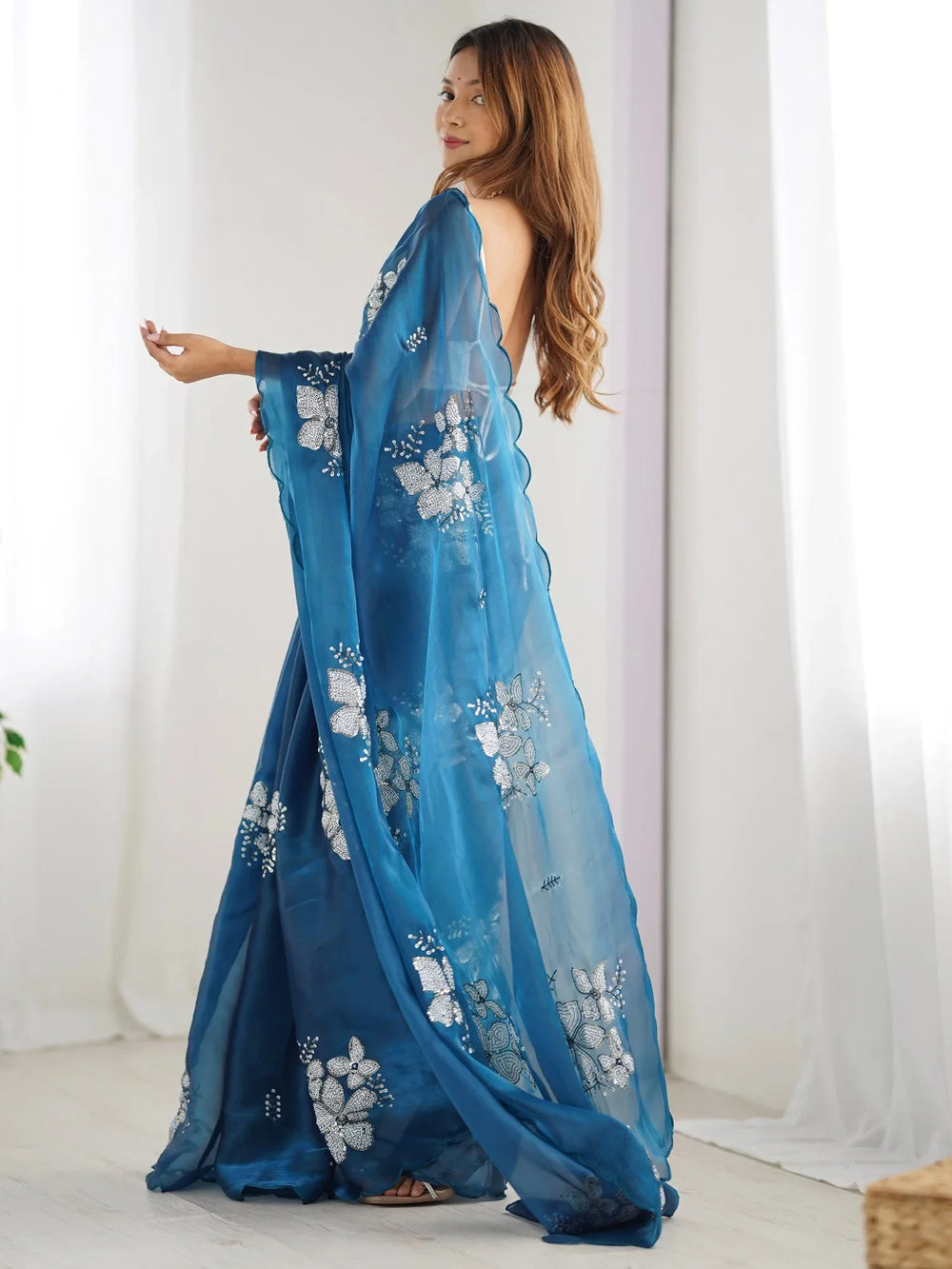 partywear designer saree for festive occasions