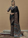 Black Black Block Print Crepe Printed Saree