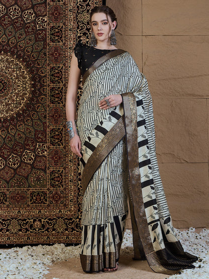 Off Sungudi Viscose Silk Printed Saree