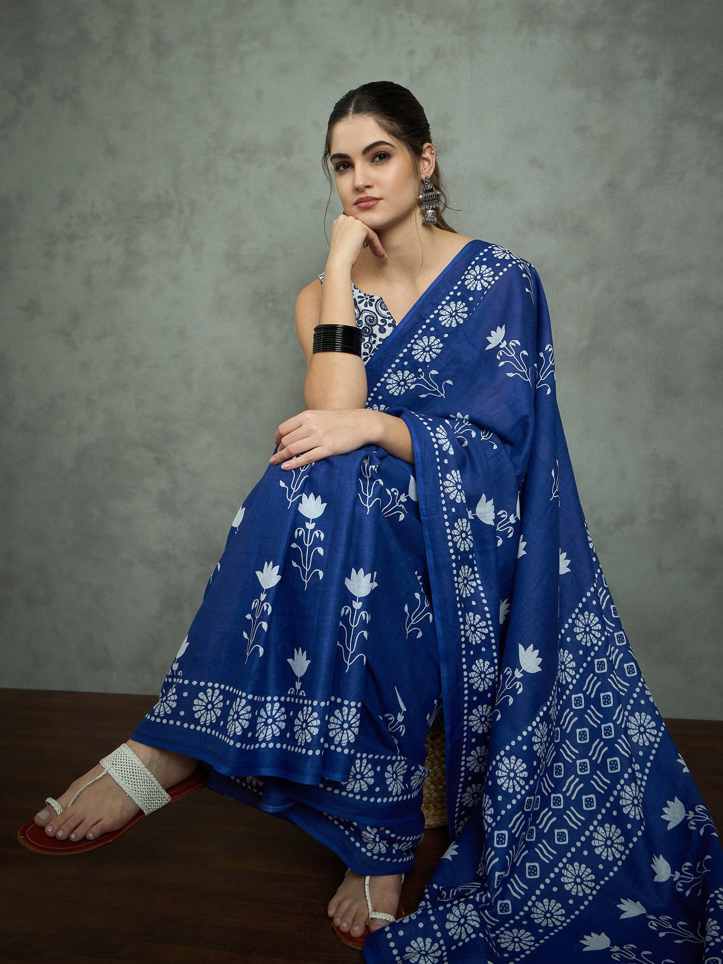 Blue Bagh Cotton Printed Saree