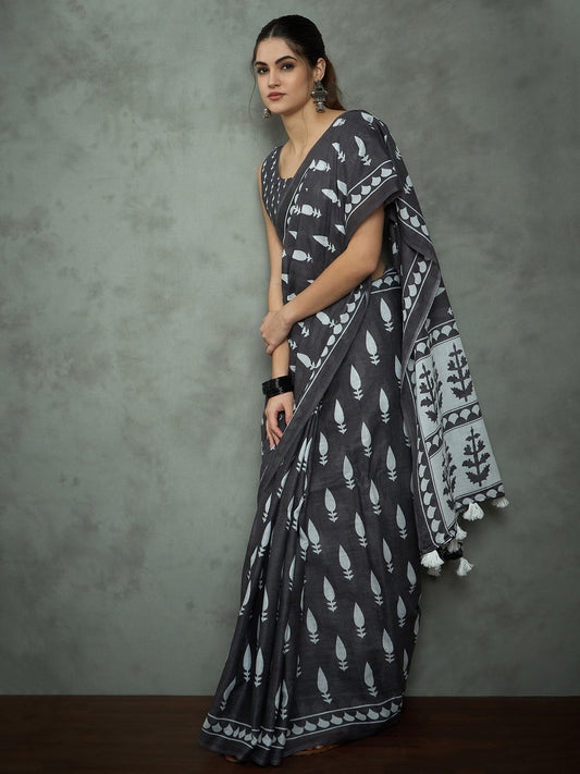 Grey Grey Bagh Cotton Printed Saree