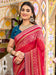 Red Red Bandhani Chiffon Printed Saree