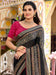 Black Black Bandhani Chiffon Printed Saree