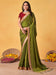 Green Olive Party Wear Georgette Embroidered Saree