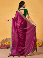 Magenta Party Wear Georgette Embroidered Saree
