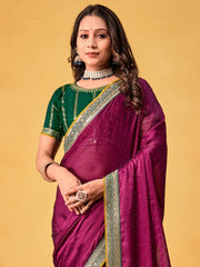 Magenta Party Wear Georgette Embroidered Saree