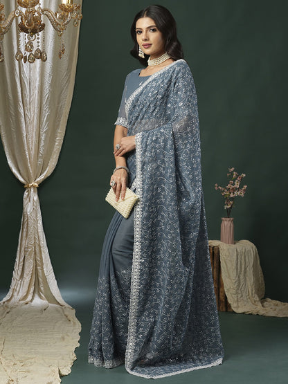 partywear designer saree for festive occasions