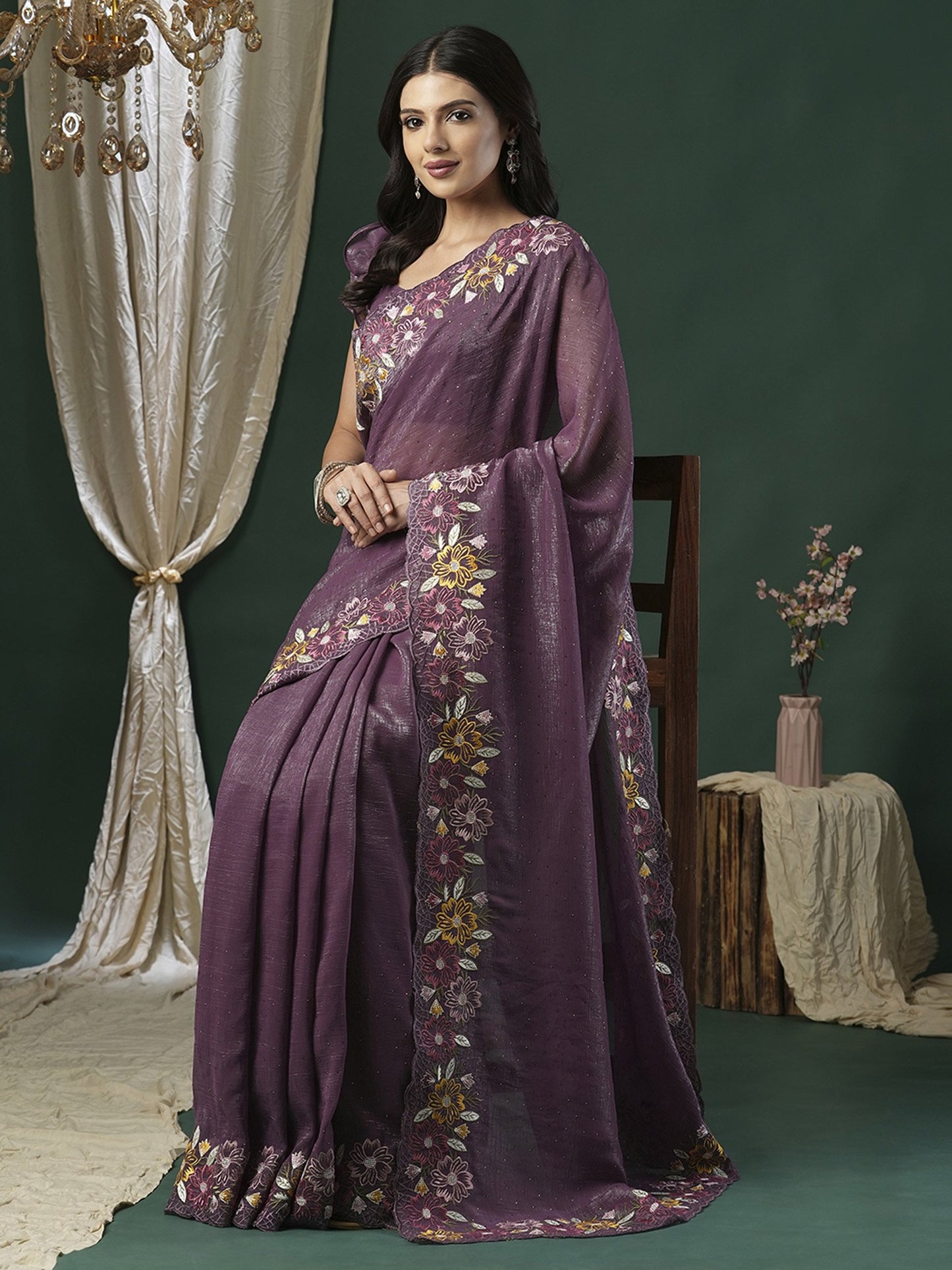partywear designer saree for festive occasions