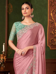Mauve Party Wear Chiffon Embellished Saree